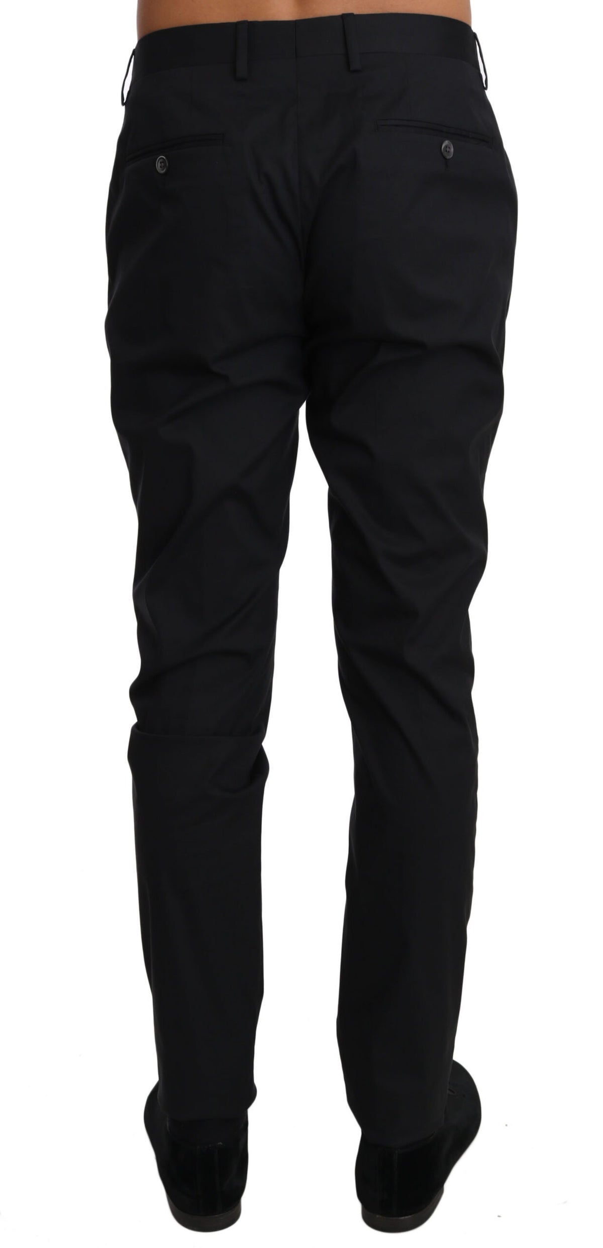 Black cotton stretch formal trousers by Dolce & Gabbana, tailored fit with sleek design and classic waistband.