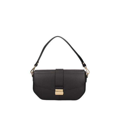 Roberta Rossi RR220722923FBG-NERO luxury handbag by Jag Couture London-New York, black leather with silver hardware.