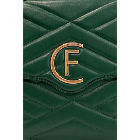 Cristinaeffe CF24FW025_VERDE designer handbag by Jag Couture London - New York, featuring vibrant green leather with gold hardware.