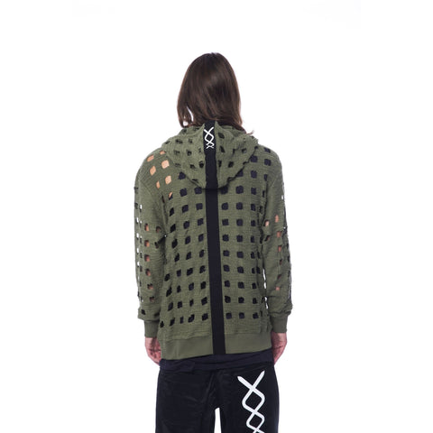 Nicolo Tonetto GEIST_Army by Jag Couture London New York, close-up of a stylish, modern designer clothing piece with detailed fabric.