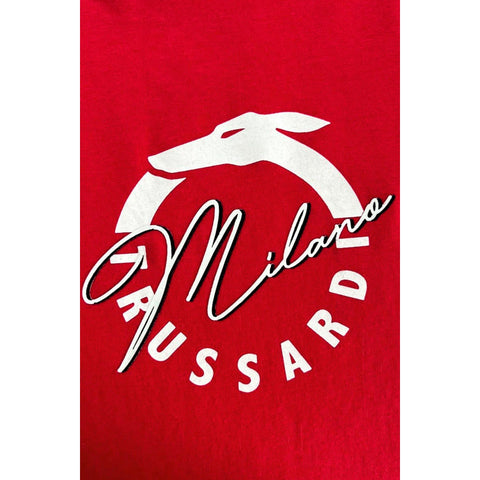 Red Trussardi Beachwear TRU25MTS01 by Jag Couture London - New York, featuring stylish, vibrant swimwear fabric and design.