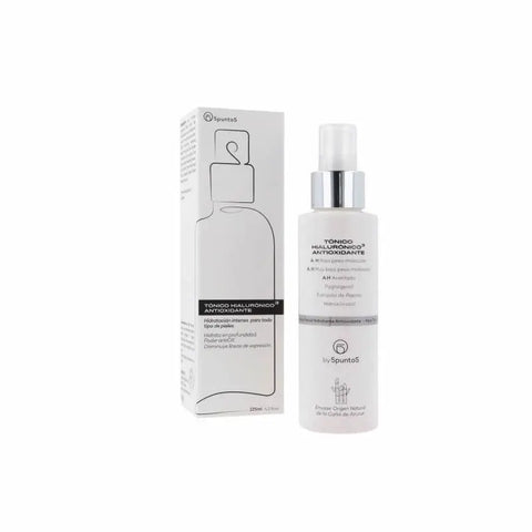 5punto5 Hyaluronic Antioxidant Toner in 125ml bottle, by Jag Couture London New York, showing clear liquid and minimalist packaging.