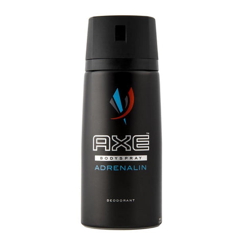 Jag Couture London New York Axe Adrenalin Deodorant Spray 150ml bottle with spray nozzle on a plain background