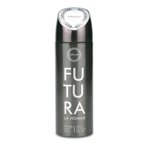 Armaf Futura La Homme 200ml spray perfume bottle with sleek design, showcasing the men's fragrance by Jag Couture London-New York.