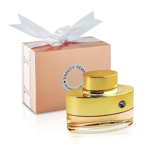 Armaf Vanity Femme Essence Eau De Parfum 100ml spray bottle with elegant packaging and floral design.