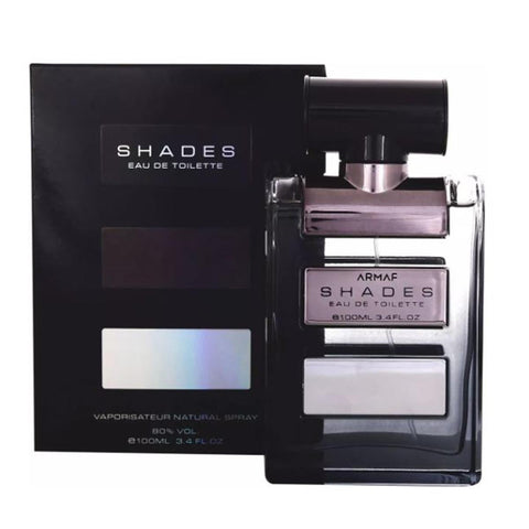 Armaf Shades Eau De Toilette 100ml spray bottle with sleek design, displayed against a neutral background.
