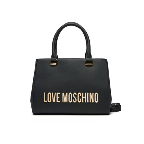 Love Moschino JC4022PP1MKD0000 designer handbag by Jag Couture London - New York, featuring a stylish black leather design with gold accents.
