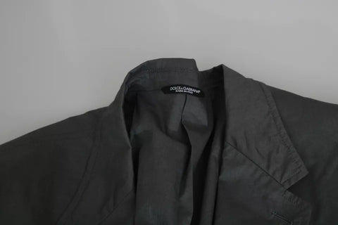 Gray Cotton Single Breasted Formal Blazer