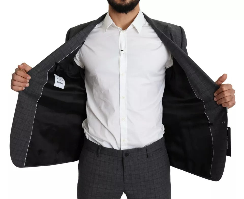 Gray Wool Men Formal 2 Piece MARTINI Suit