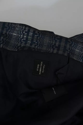 Blue Silver Shiny 2 Piece Slim GOLD Suit
