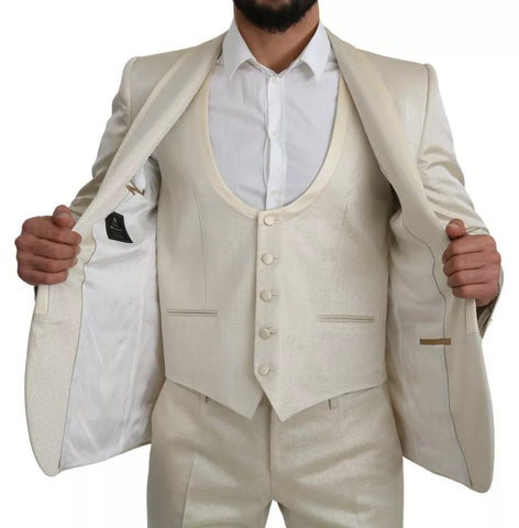Beige Wool Crème 3 Piece SICILIA Shawl Suit