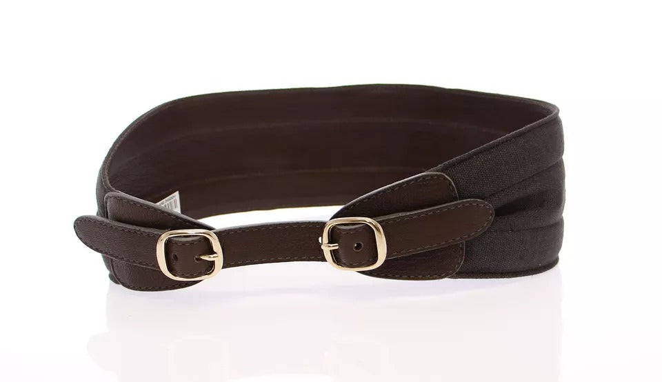 Brown D&amp;G Leather Linnen Logo Belt