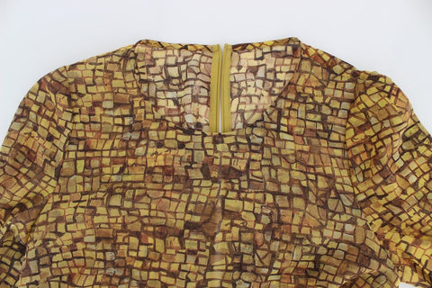 Multicolor mosaic print silk blouse T-shirt by Dolce & Gabbana, featuring vibrant pattern and smooth silk fabric.