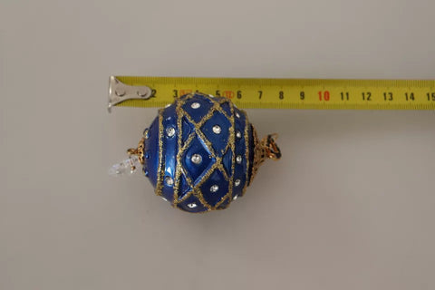 Gold Brass Blue Christmas Ball Crystal Hook Jewelry Earrings