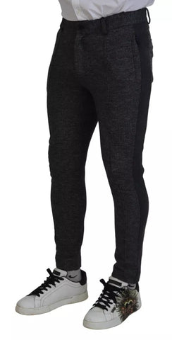 Gray Chevron Viscose Skinny Pants