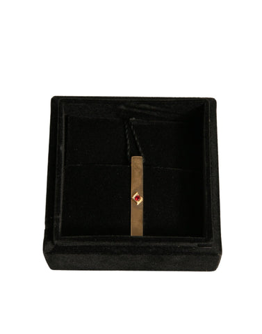 Gold Tone Brass Crystal Branded Tie Clip Bar