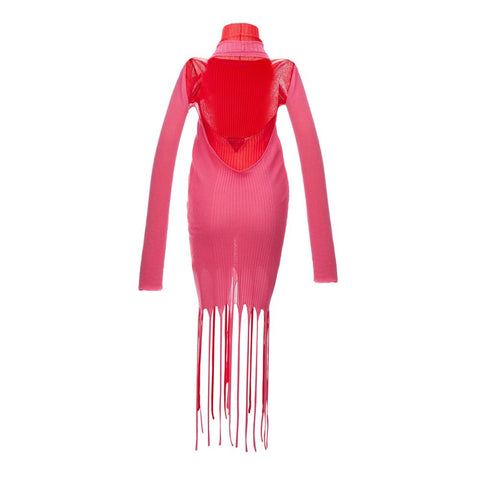 Pink Cotton Casual Dress