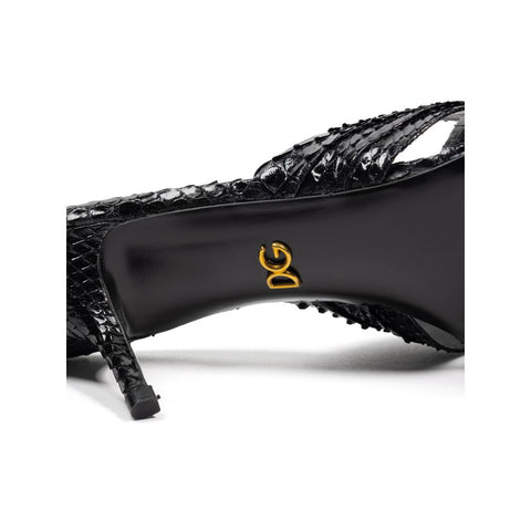 Black Snake Skin  Platform Sandals