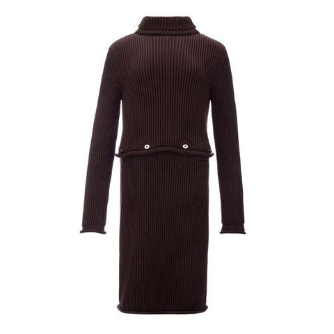 Brown Viscose Casual Dress