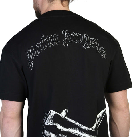 Palm Angels hoodie from Jag Couture London New York, featuring the signature logo, black fabric, and casual streetwear style.