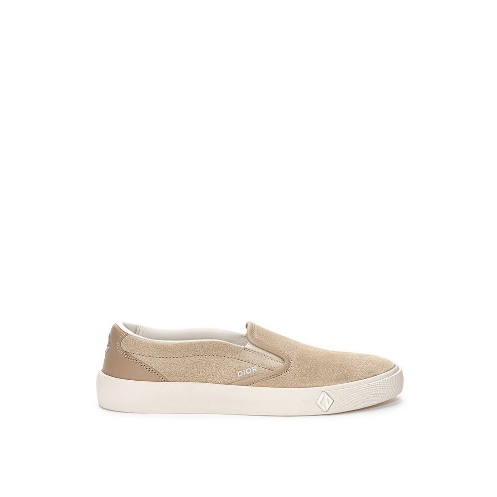 Beige Dior leather slip-on loafers featuring smooth leather and classic design, ideal for stylish casual or formal wear.