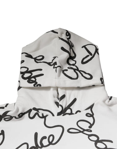White Logo Cotton Hooded Sweatshirt Sweater