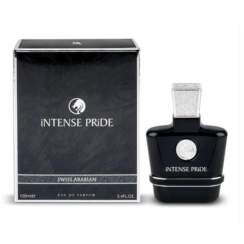 Swiss Arabian Intense Pride Eau De Parfum 100ml bottle with elegant packaging, showcasing a luxurious fragrance by Jag Couture London.
