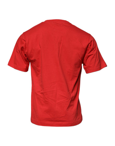 Red DG Logo Patch Cotton Crew Neck T-shirt