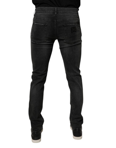 Black Cotton Stretch Skinny Men Denim Jeans