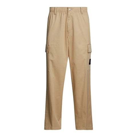 Beige Cotton Cargo Pants