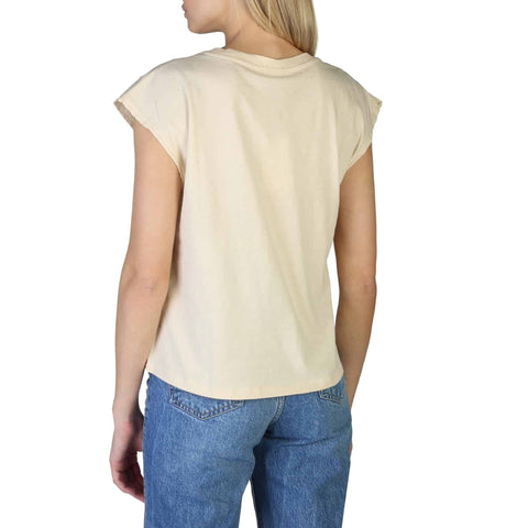 Pepe Jeans Clarisse white denim jacket by Jag Couture London-New York, shown on a hanger with front view and button details.