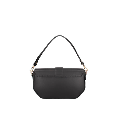 Roberta Rossi RR220722923FBG-NERO black leather handbag by Jag Couture London - New York with gold hardware and adjustable strap