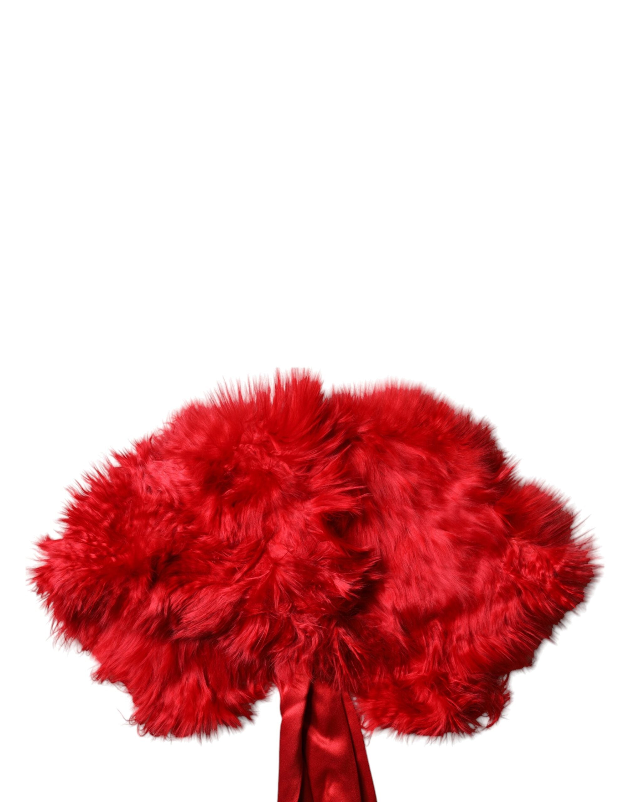 Red Alpaca Fur Women Neck Warmer Winter Scarf