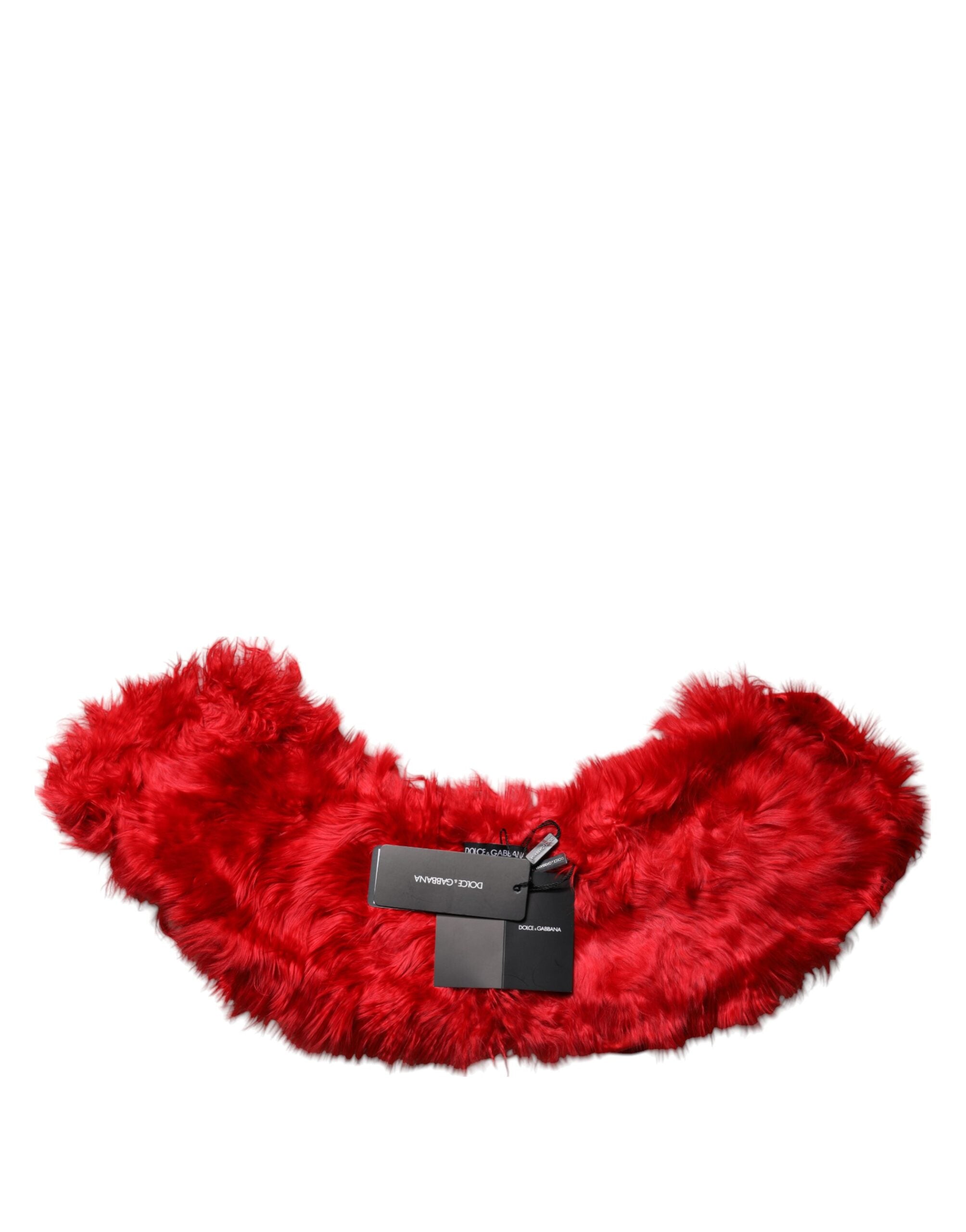 Red Alpaca Fur Women Neck Warmer Winter Scarf