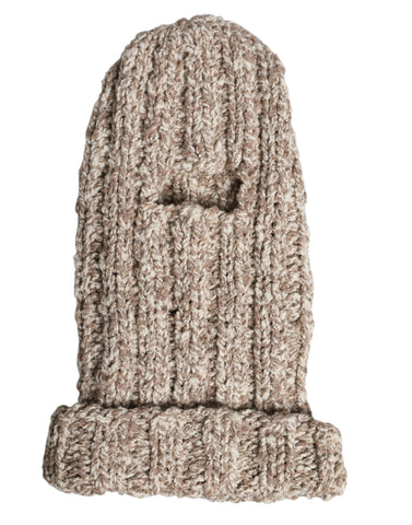 Beige Wool Knitted Ski Mask Balaclava Hat