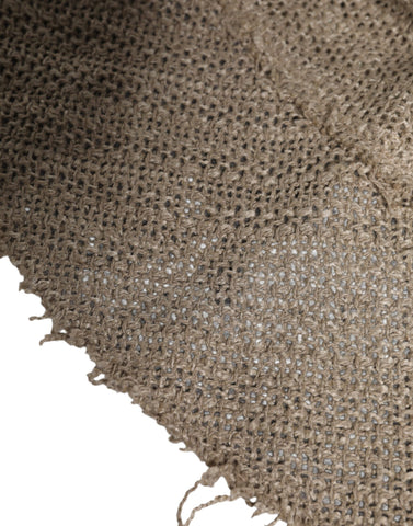 Beige Linen Wide Brim Bucket Hat