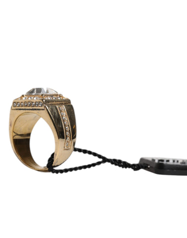 Gold Tone Sterling Silver 925 Crystals Ring