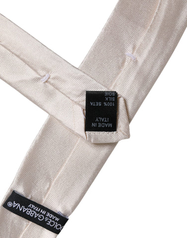 White Solid Silk Adjustable Necktie Tie