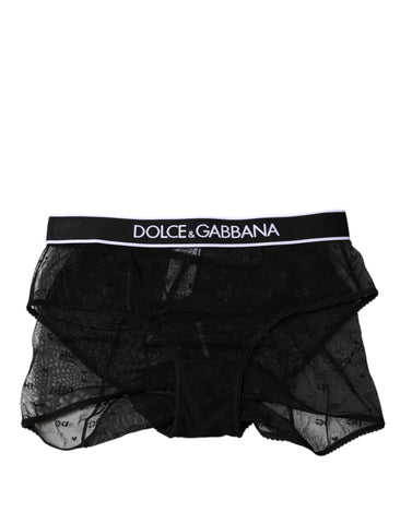 Black Tulle Nylon Mid Waist Panty Underwear