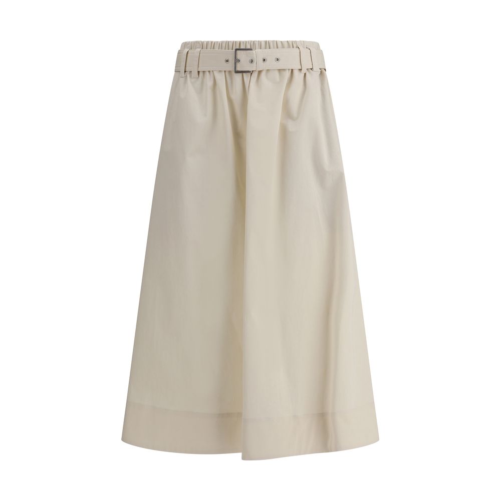 Cream Wide Long Skirt