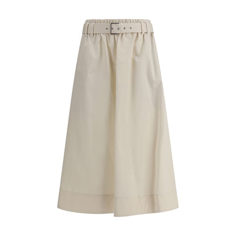 Cream Wide Long Skirt