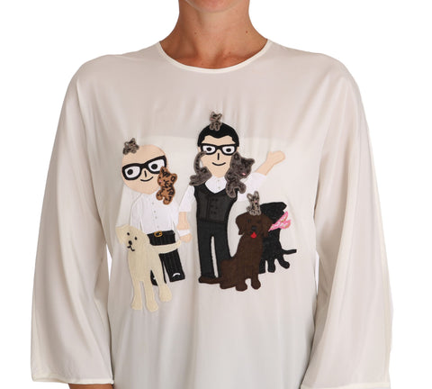 White silk blouse T-shirt by Dolce & Gabbana, featuring a relaxed fit and elegant design, displayed on a neutral background.