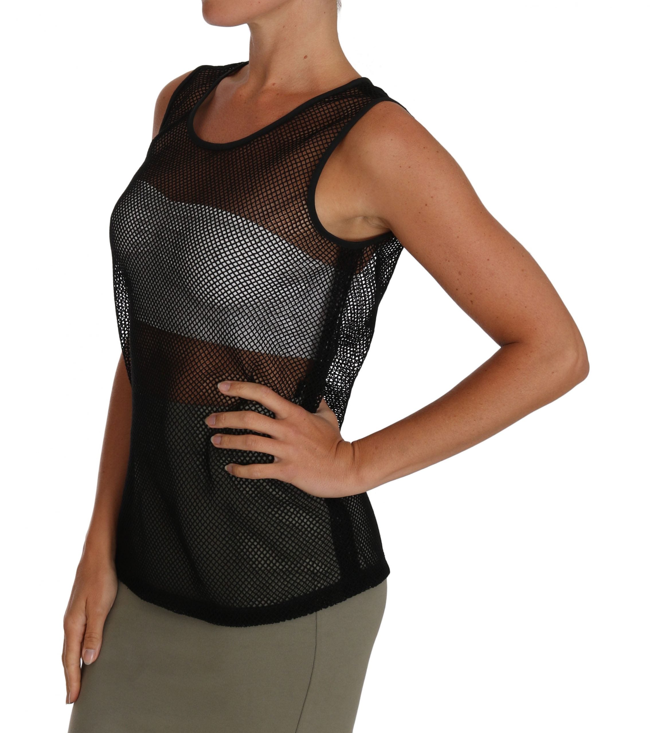 Black mesh transparent blouse T-shirt by Dolce & Gabbana featuring sheer fabric and a relaxed fit.