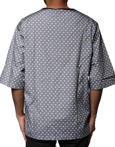 Gray Polka Dot Pin-Up Print Crew Neck T-shirt
