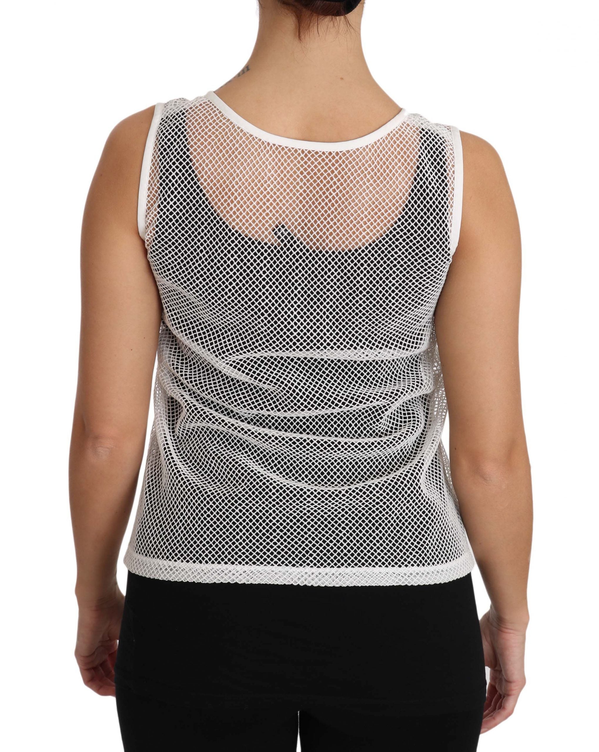 White net transparent sleeveless tank top by Dolce & Gabbana, featuring a lightweight, see-through design.