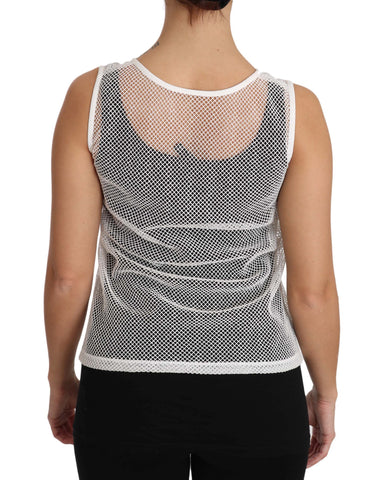 White net transparent sleeveless tank top by Dolce & Gabbana, featuring a lightweight, see-through design.