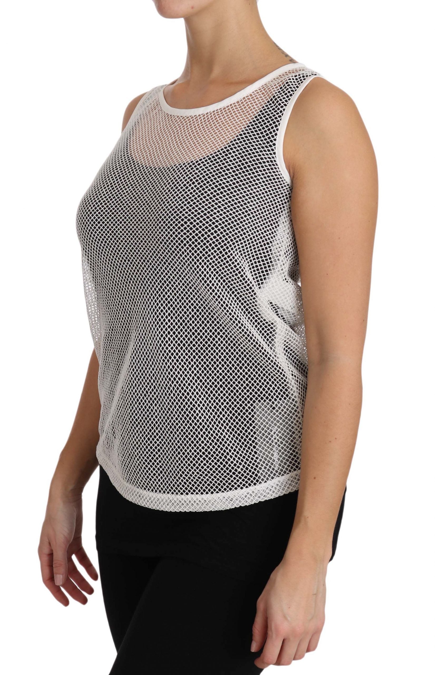 White net transparent sleeveless tank top by Dolce & Gabbana, featuring a lightweight, see-through design with a casual fit.