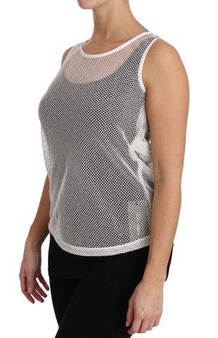 White net transparent sleeveless tank top by Dolce & Gabbana, featuring a lightweight, see-through design with a casual fit.