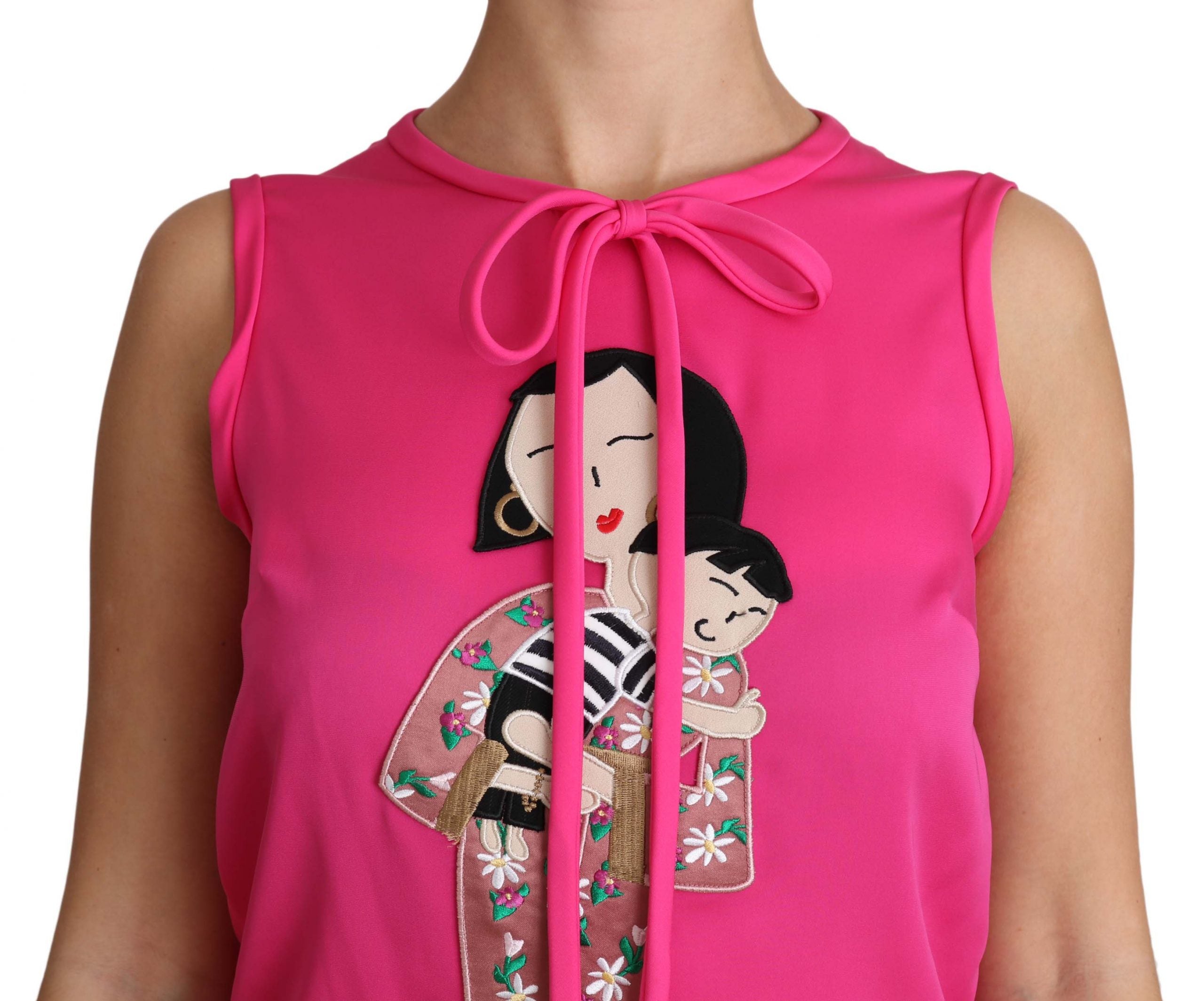 Pink silk family-themed mama blouse by Dolce & Gabbana, featuring a stylish tank top design and feminine fit.