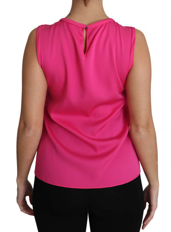 Pink silk mama blouse by Dolce & Gabbana, family-themed tank top with a soft, elegant design and comfortable fit.